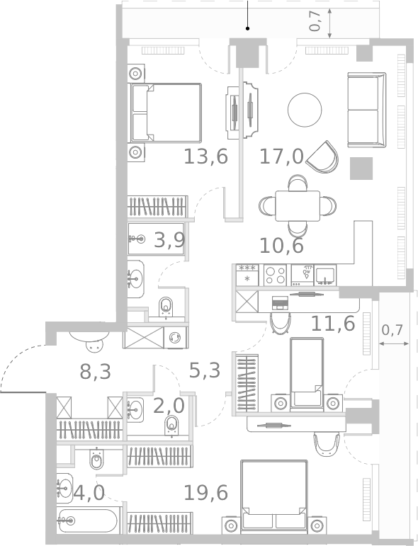 Планировка — Ривер Парк Кутузовский, 4-комн., 96 м²