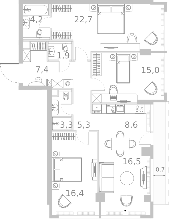 Планировка — Ривер Парк Кутузовский, 4-комн., 101 м²