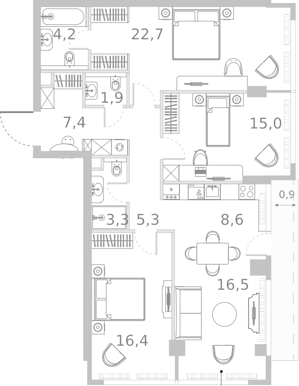 Планировка — Ривер Парк Кутузовский, 4-комн., 101 м²