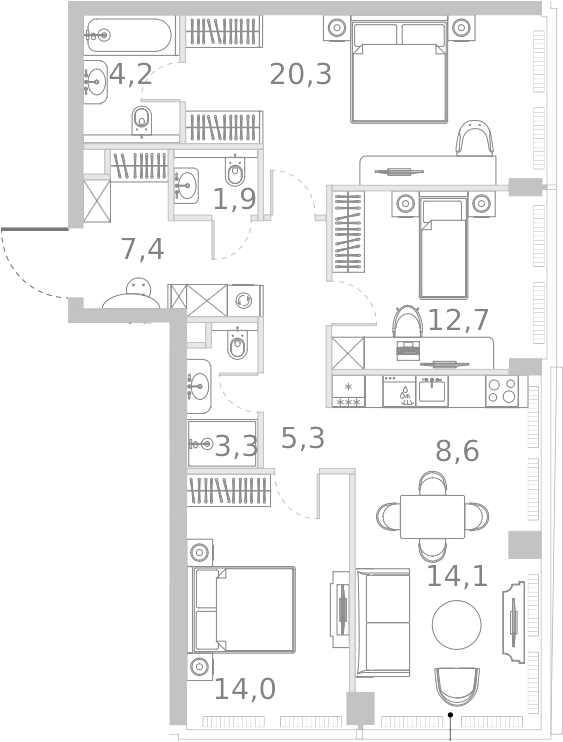 Планировка — Ривер Парк Кутузовский, 4-комн., 92 м²