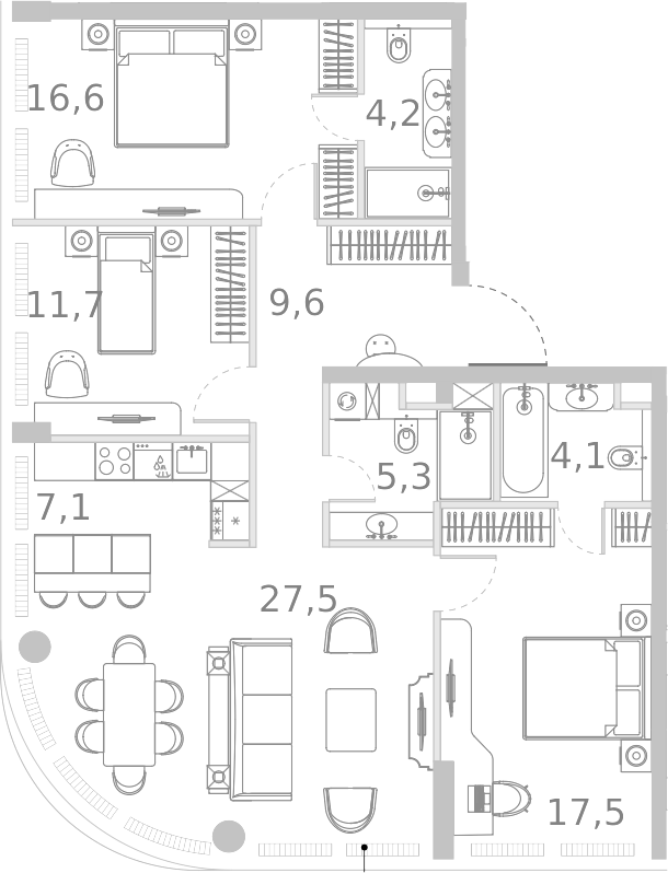Планировка — Ривер Парк Кутузовский, 4-комн., 105 м²