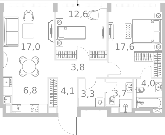 Планировка — Ривер Парк Кутузовский, 3-комн., 73 м²