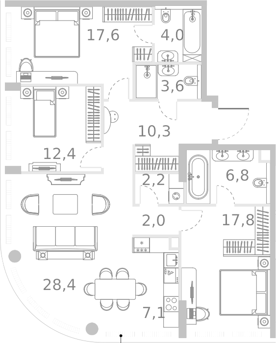 Планировка — Ривер Парк Кутузовский, 4-комн., 112 м²