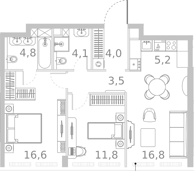 Планировка — Ривер Парк Кутузовский, 3-комн., 67 м²