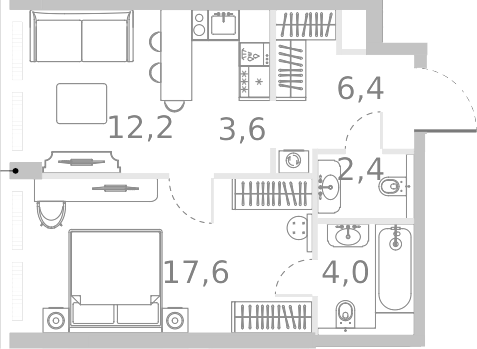 Планировка — Ривер Парк Кутузовский, 2-комн., 46 м²