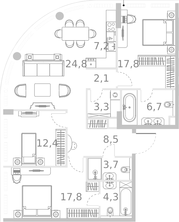 Планировка — Ривер Парк Кутузовский, 4-комн., 109 м²