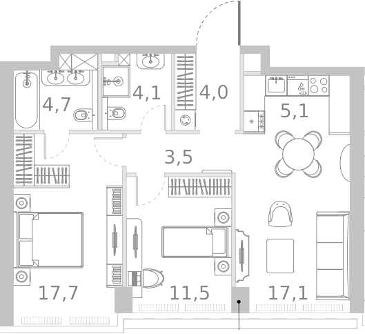 Планировка — Ривер Парк Кутузовский, 3-комн., 68 м²