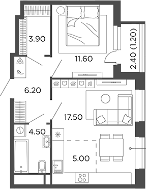 Планировка — Филатов Луг, 2-комн., 49 м²