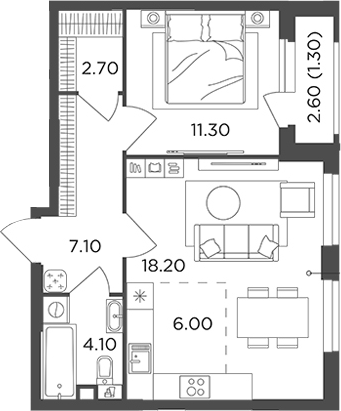 Планировка — Филатов Луг, 2-комн., 49 м²