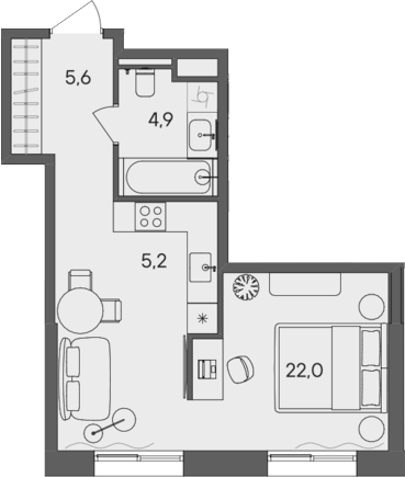 Планировка — СТОУН Сокольники, Студия, 38 м²
