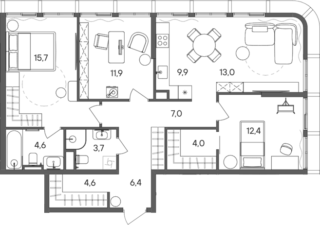 Планировка — СТОУН Сокольники, 4-комн., 93 м²
