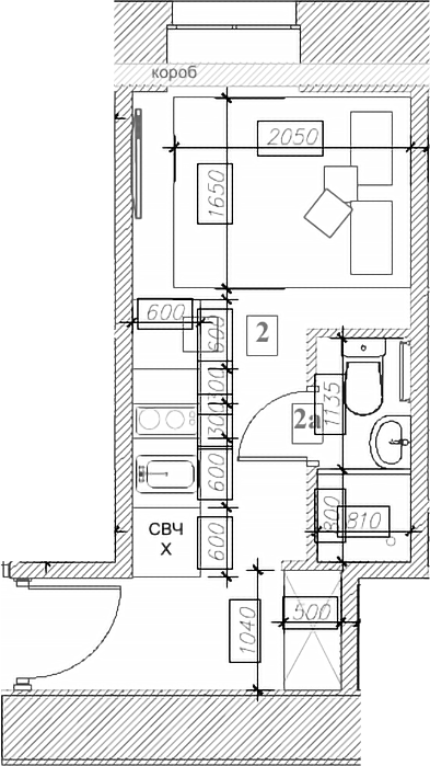 Планировка — Апартаменты на Пресне, Студия, 13 м²