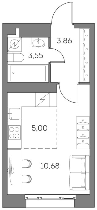 Планировка — Аквилон БИСАЙД 2.0, Студия, 23 м²