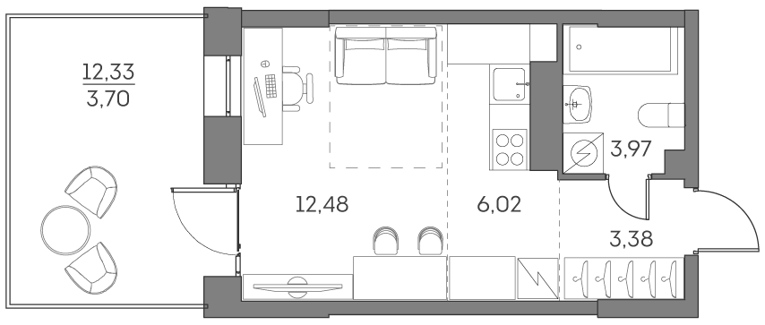 Планировка — Аквилон БИСАЙД 2.0, Студия, 26 м²