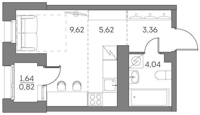 Планировка — Аквилон БИСАЙД 2.0, Студия, 23 м²