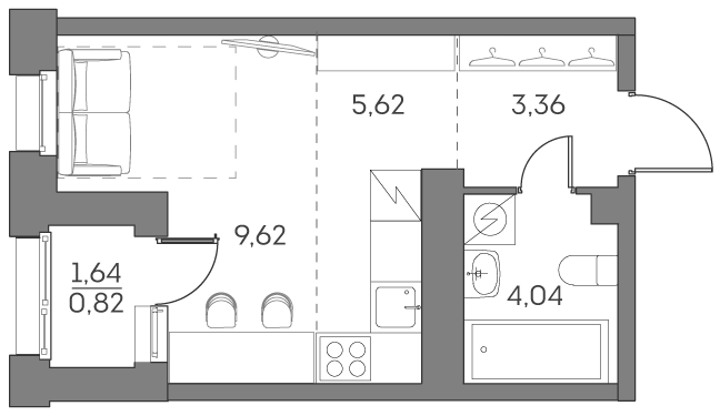Планировка — Аквилон БИСАЙД 2.0, Студия, 23 м²