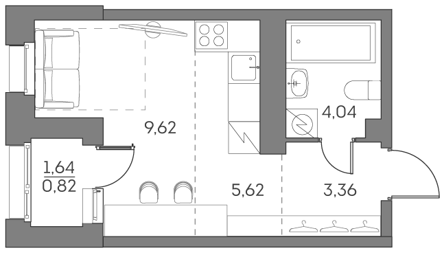 Планировка — Аквилон БИСАЙД 2.0, Студия, 23 м²