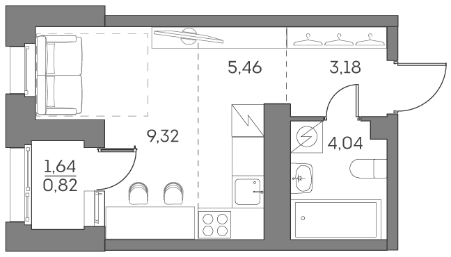 Планировка — Аквилон БИСАЙД 2.0, Студия, 22 м²