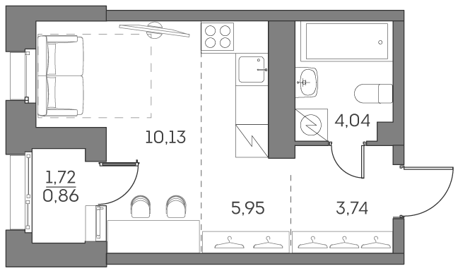 Планировка — Аквилон БИСАЙД 2.0, Студия, 24 м²