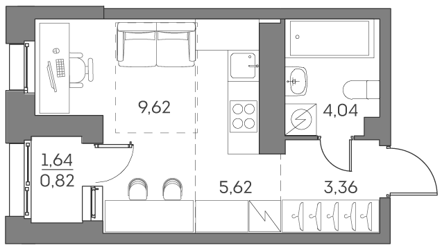 Планировка — Аквилон БИСАЙД 2.0, Студия, 23 м²