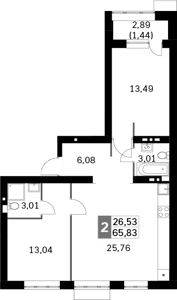 Планировка — Жаворонки Клаб, 3-комн., 64 м²