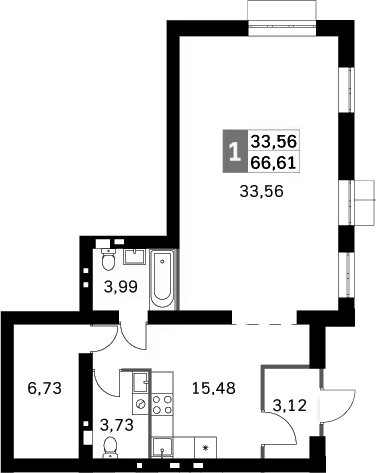 Планировка — Жаворонки Клаб, 2-комн., 67 м²