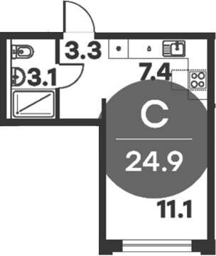 Планировка — Равновесие, Студия, 25 м²