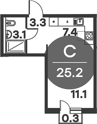 Планировка — Равновесие, Студия, 25 м²