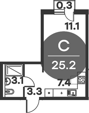 Планировка — Равновесие, Студия, 25 м²