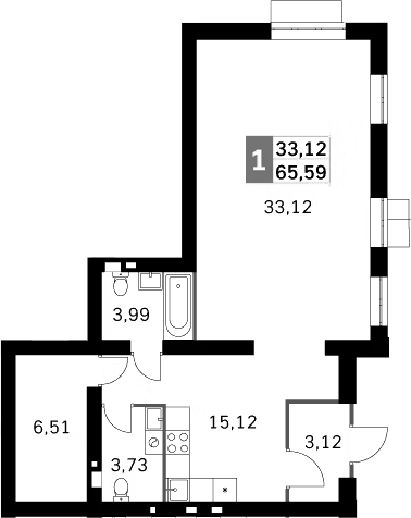 Планировка — Жаворонки Клаб, 2-комн., 66 м²