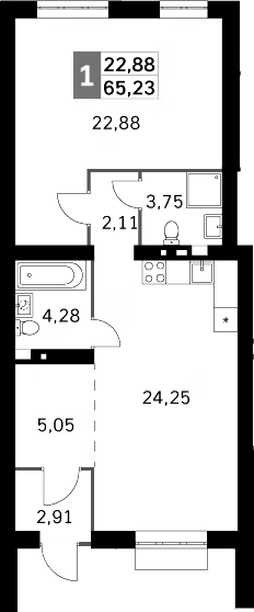 Планировка — Жаворонки Клаб, 2-комн., 65 м²