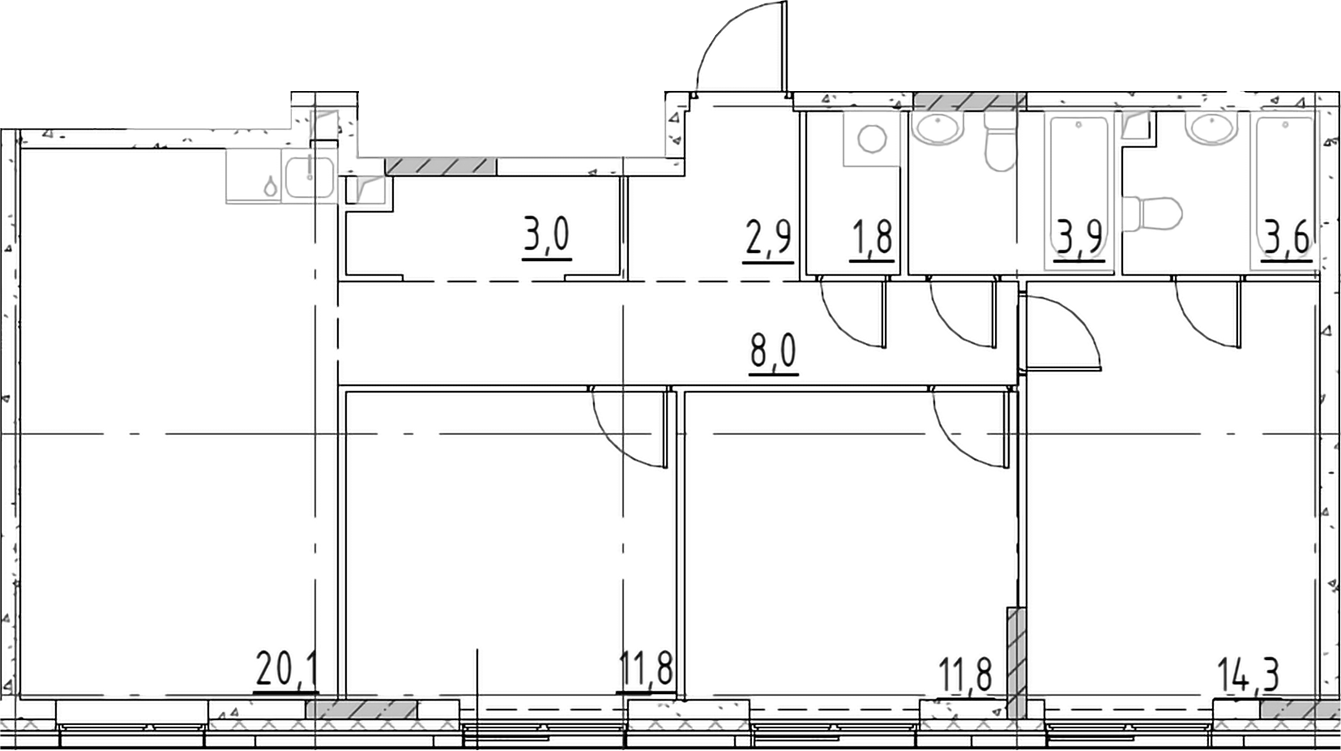 Планировка — Shagal, 4-комн., 81 м²