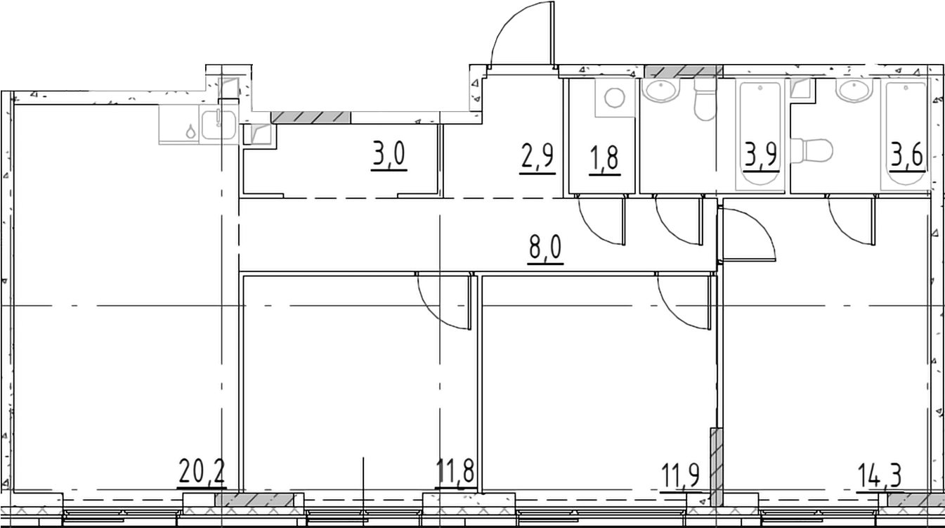 Планировка — Shagal, 4-комн., 81 м²