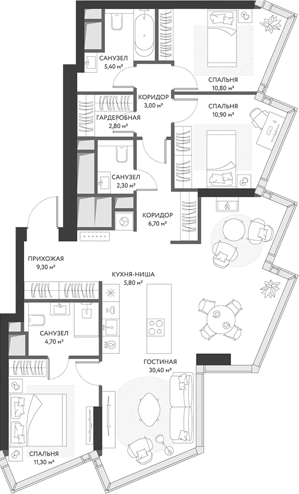Планировка — ХАЙДАУТ, 4-комн., 103 м²