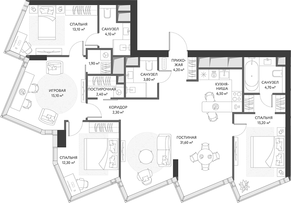 Планировка — ХАЙДАУТ, 5-комн., 117 м²