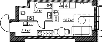Планировка — Веер, Студия, 26 м²