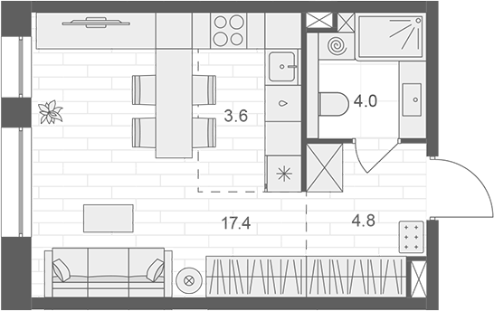 Планировка — АРТЕЛЬ, Студия, 30 м²