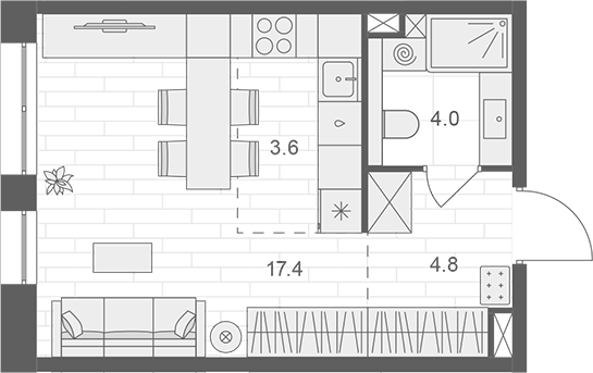 Планировка — АРТЕЛЬ, Студия, 30 м²