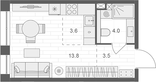 Планировка — АРТЕЛЬ, Студия, 25 м²