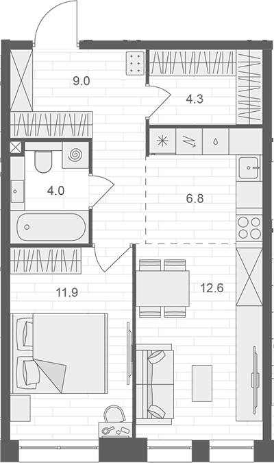 Планировка — АРТЕЛЬ, 2-комн., 49 м²