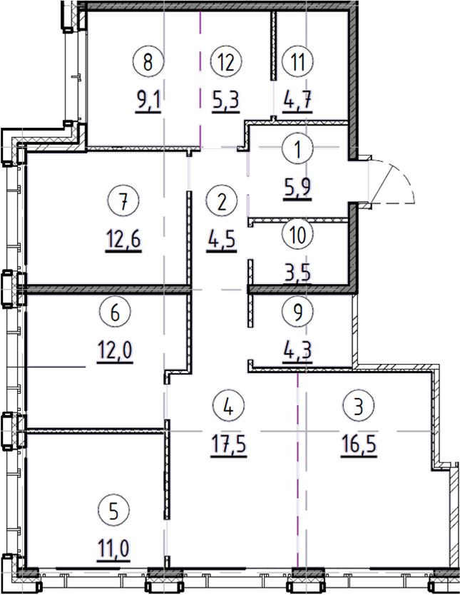 Планировка — Дом А, 4-комн., 107 м²