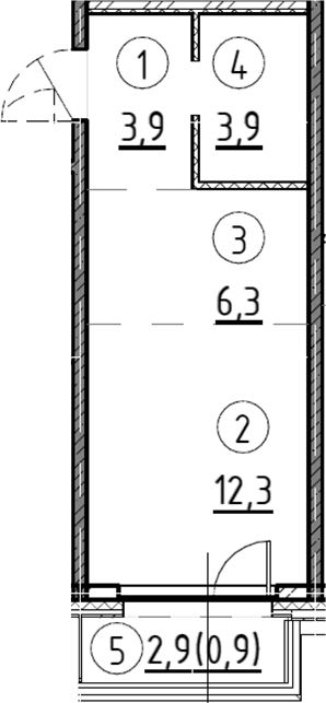 Планировка — Дом А, Студия, 26 м²