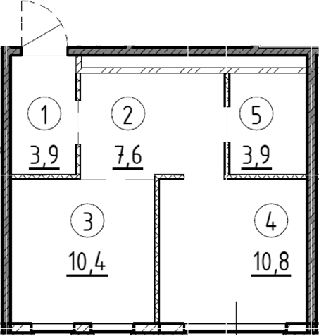 Планировка — Дом А, 1-комн., 37 м²