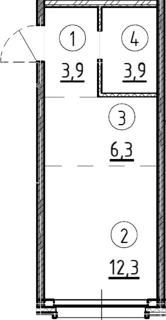 Планировка — Дом А, Студия, 26 м²