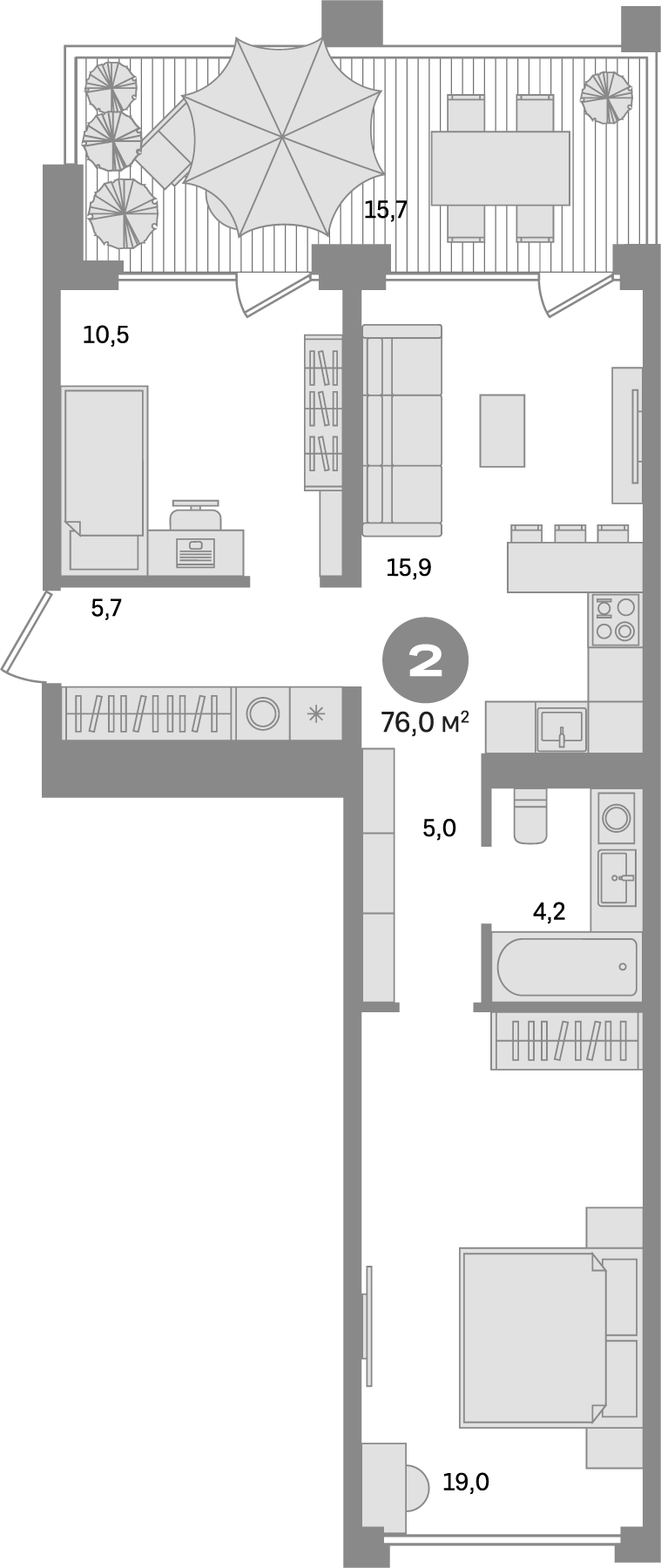 Планировка — Дом А, 2-комн., 60 м²