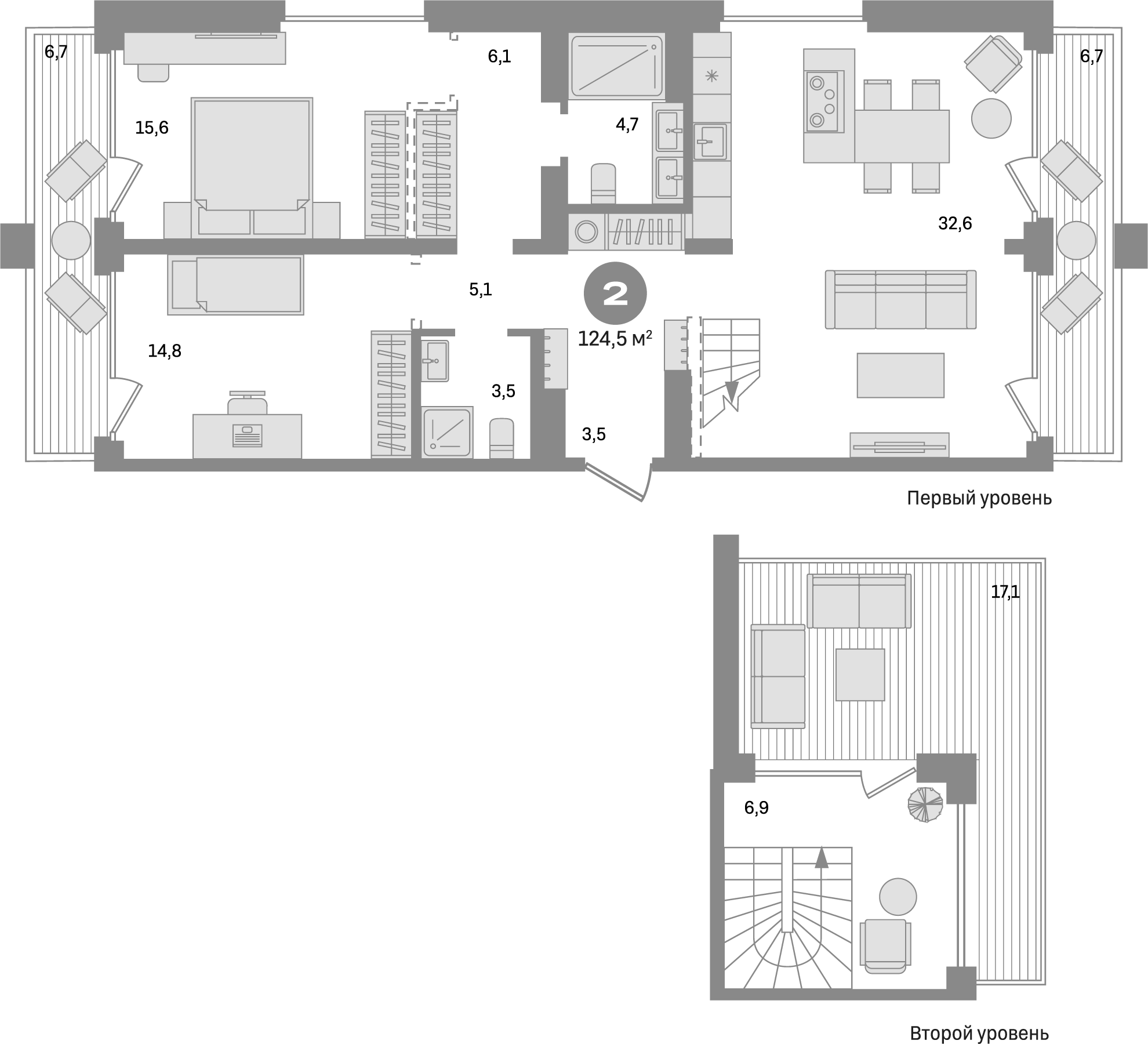 Планировка — Дом А, 2-комн., 94 м²