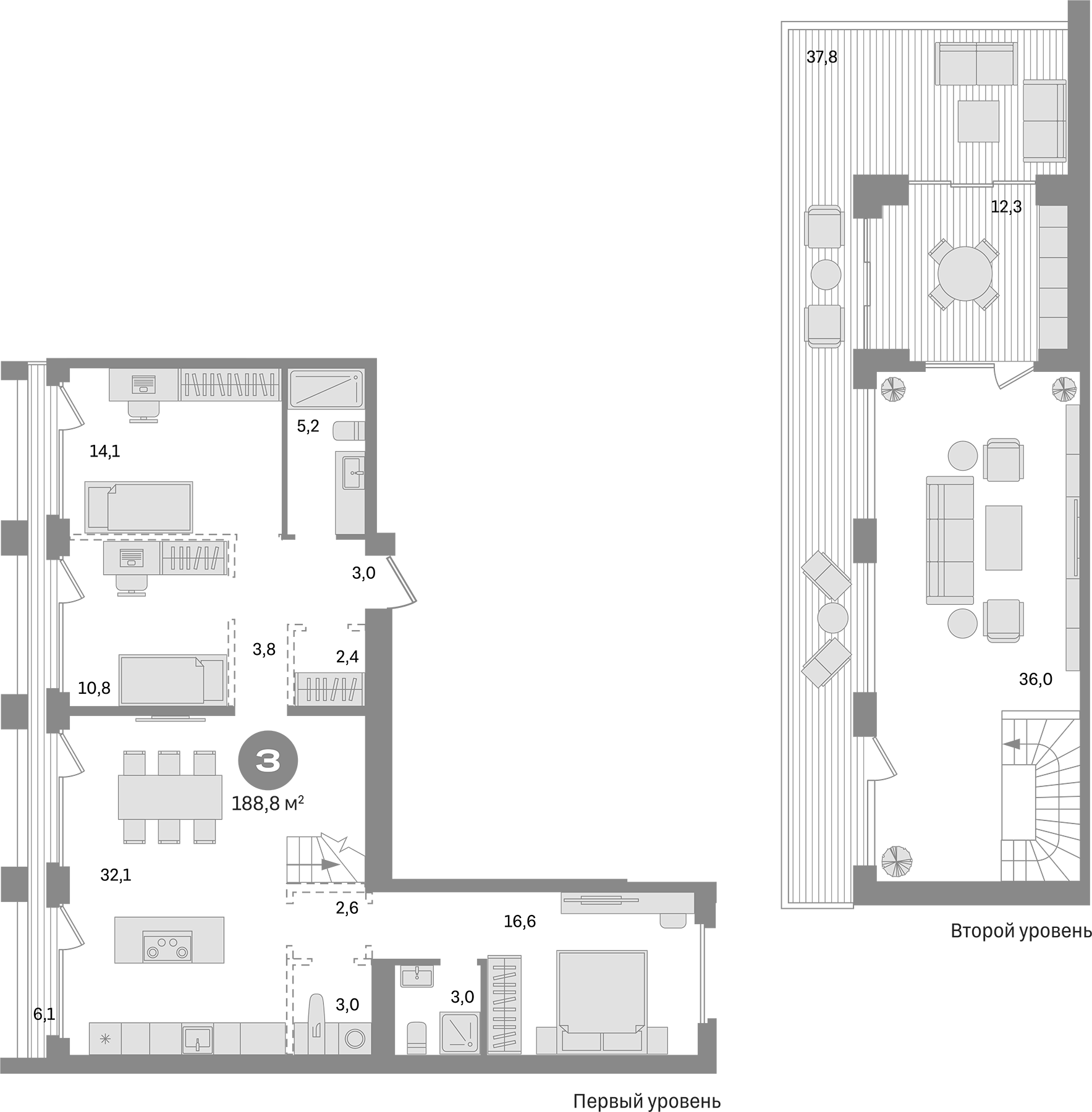 Планировка — Дом А, 3-комн., 133 м²