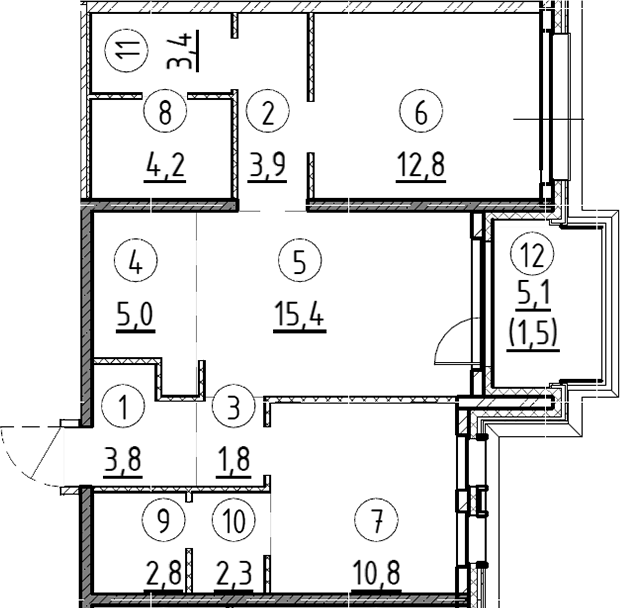 Планировка — Дом А, 2-комн., 70 м²