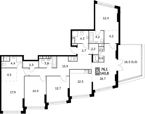 Планировка — Rotterdam, 5-комн., 139 м²