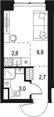 Планировка — Левел Звенигородская, Студия, 17 м²